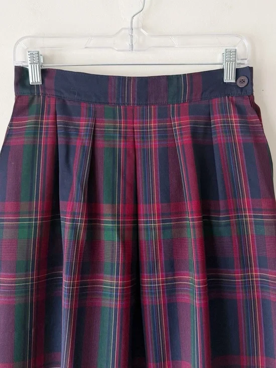 Vintage Pendleton Worsted Wool Plaid Midi Skirt Navy Red Green Pleated Size 10 - Picture 5 of 15